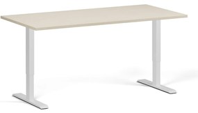 Biurko z regulacją wysokości, 160x80 cm, 2 silniki, biała podstawa, brzoza