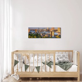 Obraz - Panorama Rotterdamu, Holandia (z zegarem) (90x30 cm)