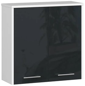 Wisząca szafka łazienkowa biały + grafit połysk W2-T69
