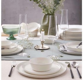 24-częściowy komplet obiadowy, biały/srebrny, porcelana