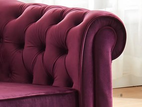Fotel CHESTERFIELD – welur w kolorze purpurowym