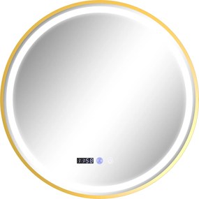 HOMCOM Okrągłe Lustro Łazienkowe z LED, Lustro Łazienkowe z Funkcją Przeciwmgielną, Dotykowa Obsługa, Wyświetlacz