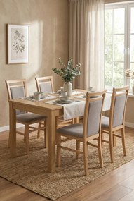 Klasyczne tapicerowane krzesło drewniane dąb sonoma W1-S86