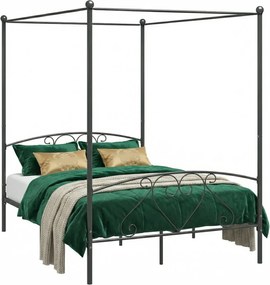 Czarne metalowe łóżko romantyczne 140x200 cm D1-B40