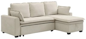 Kanapa narożna rozkładana i odwracalna z tkaniny w kolorze złamanej bieli ZAKILA