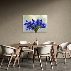 Obraz na szkle - bukiet niebieskich kwiatów (70x50 cm)