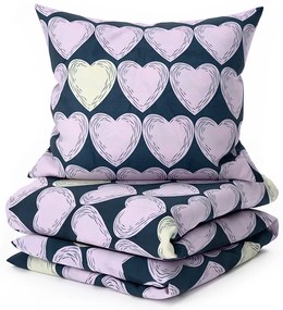 PrzytulneMieszkanie.pl PrzytulneMieszkanie.pl Pościel z mikrofibry VIOLET HEARTS jasnofioletowa Rozmiar pościeli: 2 szt 70 x 80 cm | 160 x 200 cm