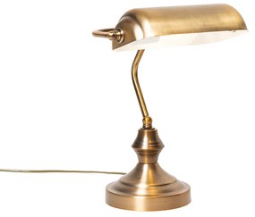 Klasyczna lampa stołowa / lampa notarialna brązowa - Banker klasyczny/Antyczny Oswietlenie wewnetrzne