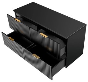 Szafka podwójna podumywalkowa czarna mat 120 x 46 cm ASTROS Black z blatem