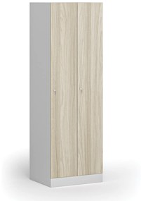 Szafka ubraniowa, 2-drzwiowa, 1850 x 600 x 500 mm, zamek cylindryczny, drzwi laminowane, dąb naturalny