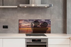 Panel szklany do Kuchni Ludzie nad Morzem pod Chmurami