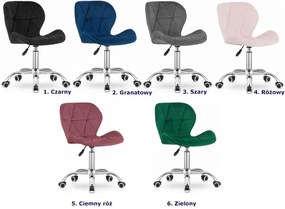 Granatowy pikowany fotel obrotowy welurowy - Infis 4X