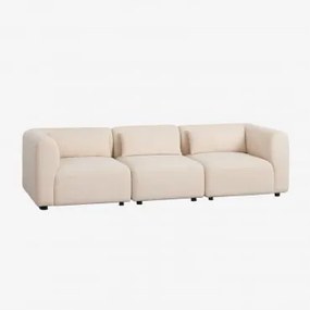 Sofa Modułowy 3-częściowy Fogler Tkanina Baranek Boucle Kremowy Beż - Sklum