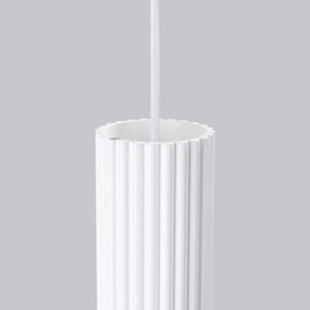 Lampa wisząca KARBON 3P biała ryflowana SOLLUX  LIGHTING