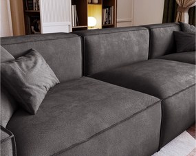 Emporius Figo narożnik w kształcie L - narożnik w nowoczesnym stylu bez pojemnika - lewostronny, tkanina aksamitna, ciemny szary (Whisper 15)