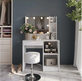 Stół do toalety biały/biały wysoki połysk 89.8x50.1x76 sherry