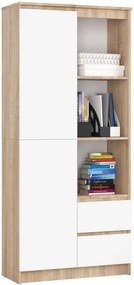 Regał skandynawski na książki sonoma dąb + biały F3-K79