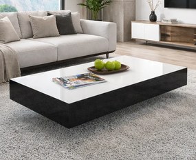 Niski stolik kawowy Pixel 120x60 cm, kolor biało-czarny połysk