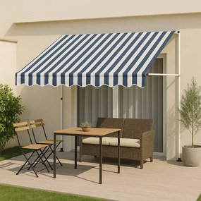 Markiza balkonowa ręcznie zwijana niebiesko-białe pasy A8-F95