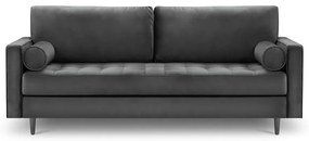 Ciemnoszara aksamitna sofa Milo Casa Santo, 219 cm