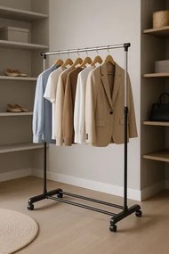 Regukowany czarny wieszak na kółkach M4-F88