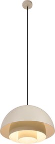 Lampa wisząca w stylu skandynawskim kremowa z białym wnętrzem - Loes