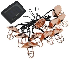 Solarny łańcuch LED 10xLED/1,2V 300 mAh 3,8 m IP44 miedziany