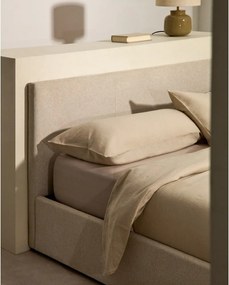 Beżowe tapicerowane łóżko dwuosobowe ze schowkiem ze stelażem 180x200 cm Nahiri – Kave Home