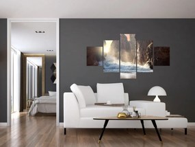 Obraz - Skały i fale oceanu (125x70 cm)