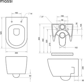 Massi Zestaw umywalka z konglomeratu wolnostojąca RONA  i miska WC FLOW Green