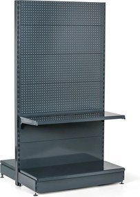 Regał sklepowy obustronny, ścianki perforowane, 1900 x 1000 x 900 mm, podstawowy, antracyt