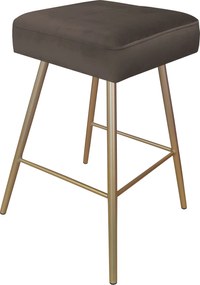 Hoker MAX krzesło barowe tkanina Welur podstawa metalowa : Kolor nogi - Złota stożek, Kolor tkaniny - VELVET - MG05, Typ siedziska - Siedzisko stałe