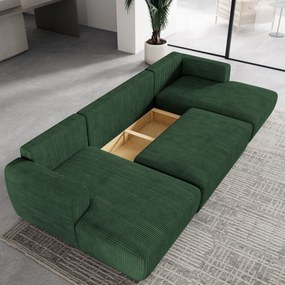 Masseno Narożnik SENTUM z funkcją spania i pojemnikiem na pościel Narozniki U, Rozkładana sofa - Zielony, POSO 14