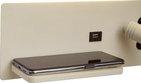 Zestaw 2 beżowych lamp ściennych z LED, USB i ładowarką indukcyjną - Riza