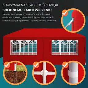 Namiot imprezowy NEAPOL, 3x6m, czerwona Jurhan