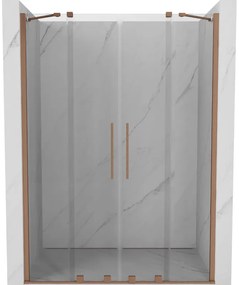 Mexen Velar Duo drzwi prysznicowe rozsuwane 160 cm, transparent, miedź szczotkowana - 871-160-000-02-65