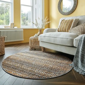 Musztardowy okrągły dywan 140x140 cm Camino – Flair Rugs