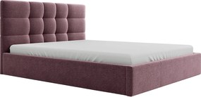 Łóżko ze skrzynią  160 x 200 cm - Tkanina - Bordowy - ELIAVA