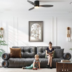 HOMCOM Sufitowy Wentylator z Lampą i Pilotem, 3 Kolory Światła, 6 Prędkości, Regulowana Jasność, Czarny