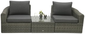 Rattanowy zestaw modułowy BORNEO LUXURY dla 2-3 osób (szary)