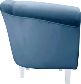 Fotel Milo tkanina Welur wygodny fotel tapicerowany do salonu i sypialni : Kolor nogi - Biała, Kolor tkaniny - VELVET - MG33, Wysokość nogi - 15 cm