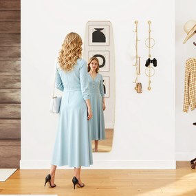 HOMCOM Lustro ścienne, lustro z ramą metalową, dekoracyjne wiszące lustro do przedpokoju, 160 x 40 x 3 cm, złote | Aosom PL