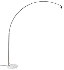 Luk Lampa łukowa ze stali z podstawą z białego marmuru, regulowana - XXL Nowoczesny Oswietlenie wewnetrzne