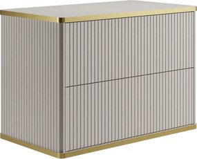 Szafka pod umywalkę wisząca prążkowana ze złotą obwódką - Beżowy - szer. 80 cm - KELIZA