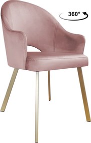 Krzesło Velvet tkanina Welur noga metalowa : Kolor nogi - Złota profil, Kolor tkaniny - VELVET - MG58, Typ siedziska - Siedzisko obrotowe 360°