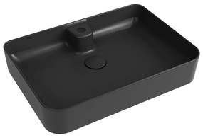 Umywalka ceramiczna nablatowa czarna z otworem na baterię 60x42 cm LERA Black