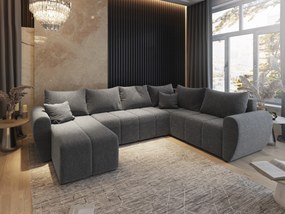 Masseno Narożnik MADISON z funkcją spania i pojemnikiem na pościel Narozniki U, Rozkładana sofa - Jasnoszary, SAWANA 21