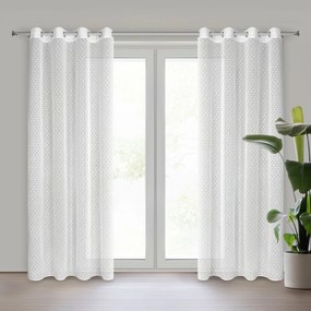 Stylowa zasłona Hania w kolorze białym z delikatnym wzorem groszków 140x250 cm