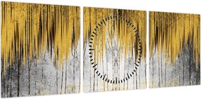 Obraz - Złote linie (z zegarem) (90x30 cm)