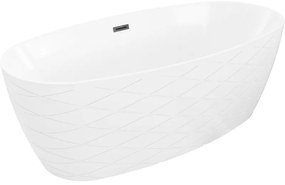 Mexen Olea wanna wolnostojąca wzór 170 x 80 cm, biała, przelew czarny - 52821708000-70